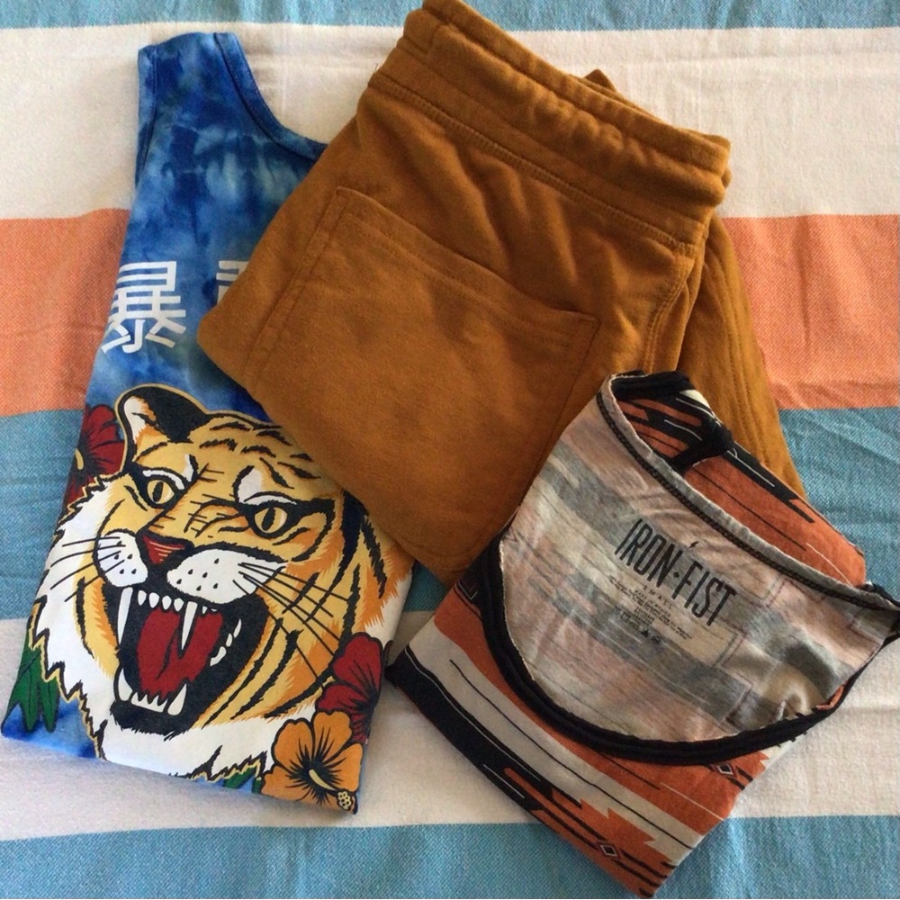 Bundle Of Mens Summer Stuff. 2 Tank Tops And A Pa… - image 1
